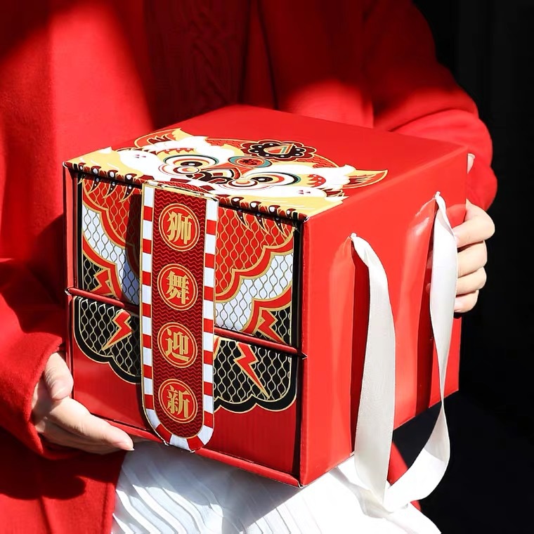 2022国潮年货礼品包装盒春节双层新年礼盒空盒简约干果坚果礼盒